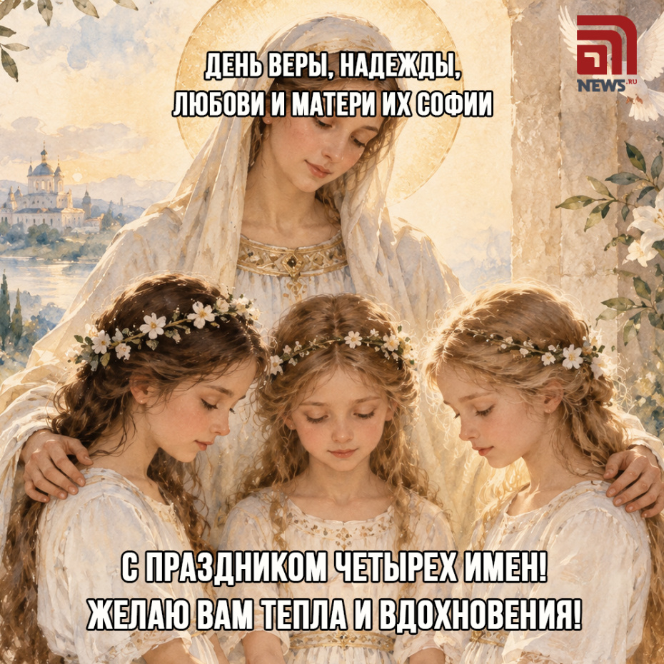 Поздравительная открытка с Днем Веры, Надежды, Любови