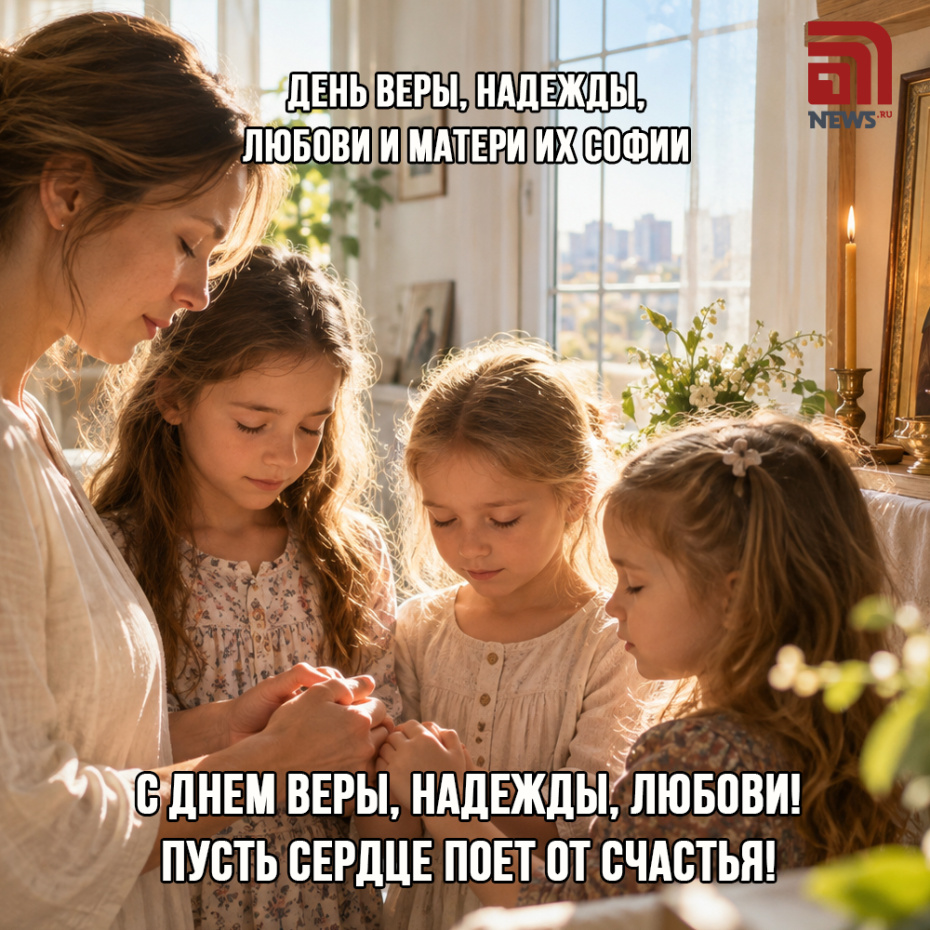 Трогательная картинка с поздравлением на День Веры, Надежды, Любови