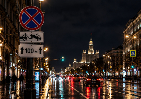 В Москве стартовал эксперимент со светящимися дорожными знаками