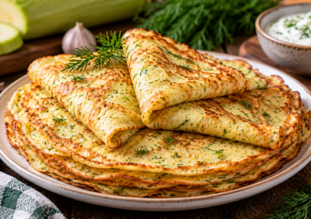 Кабачок да стакан молока: делаем вкусные блинчики — под любую соленую начинку или просто со сметаной и чесноком