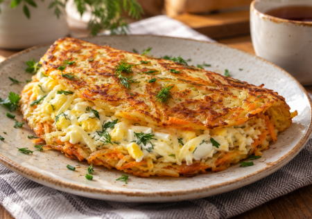 Тру 1 картошку, а начинку лепешки делаю из вареного яйца: вкусный завтрак из самых привычных продуктов
