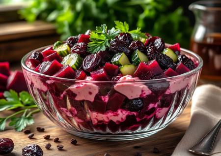 Стоит почти бесплатно, готовится 5 минут, но какой же он эффектный и вкусный: свекольный салат «Бордо»