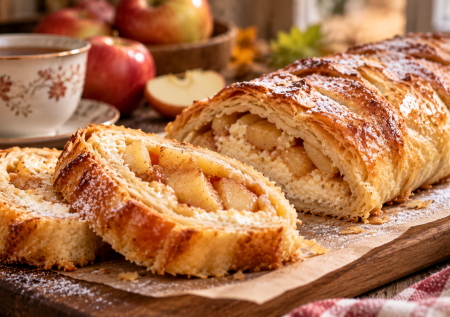 Осень — это чаепитие: быстрый штрудель с творогом и яблоками — вкуснота из готового теста