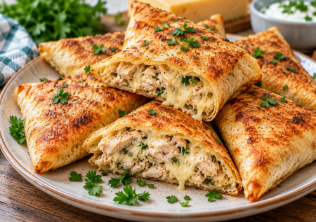 Не хачапури и не бутерброды: делаю из лаваша лепешки с курицей и сыром. Вкуснее и нежнее гезлеме