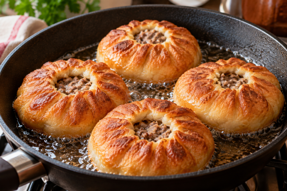 Классические беляши с мясом на сковороде