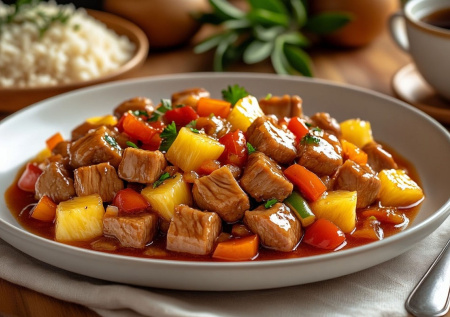 Ананасы в салат не кладу, добавляю к мясу: свинина по-гавайски — лучшее горячее к рису, суперсочно