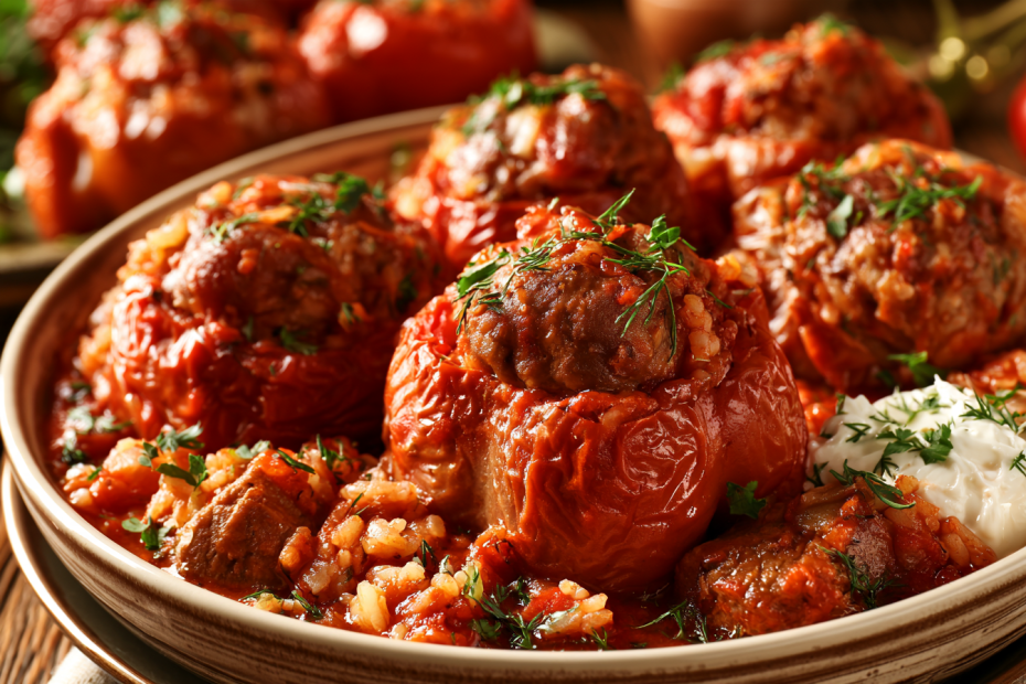 Фаршированные перцы с фаршем и рисом в кастрюле