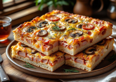 Не бойтесь жидкого теста — пицца на нем только вкуснее: замешиваю как омлет — толстая, без корок