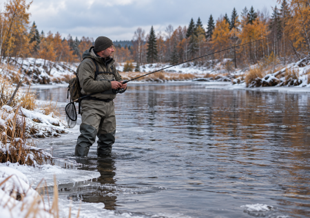 Забродники и ледяная вода: как не замерзнуть на рыбалке у кромки речки