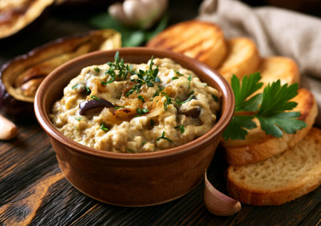 Паштет из баклажанов получается вкуснее печеночного — просто измельчаю синенькие с яйцами