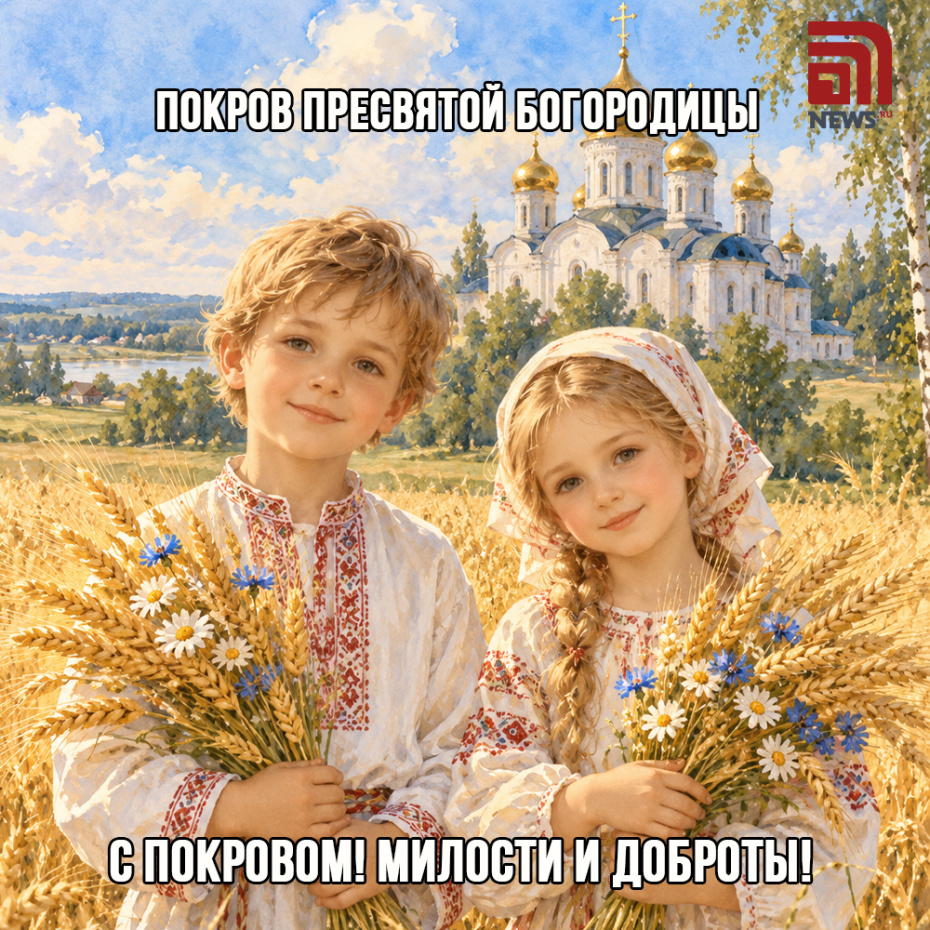 Поздравительная открытка на Покров Пресвятой Богородицы 14 октября