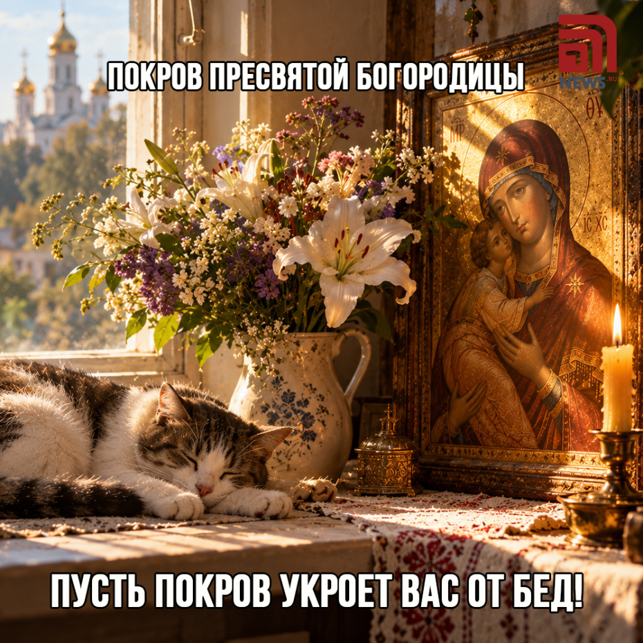 Открытка на Покров Пресвятой Богородицы для православных