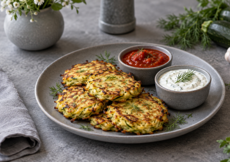Вкуснятина без тонны масла: кабачковые оладьи в духовке — подаю с 2 соусами