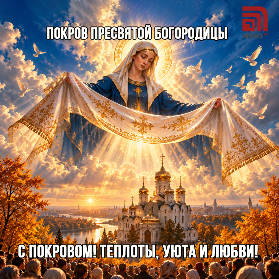 Христианская открытка на Покров 14 октября