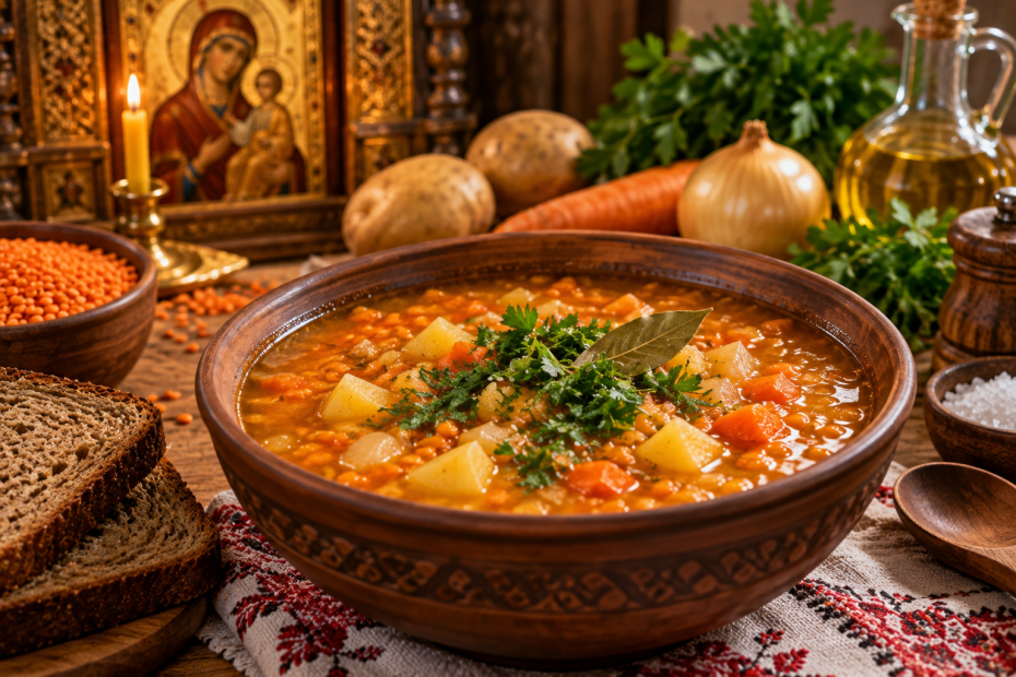 Краткий рецепт: суп из красной чечевицы с овощами