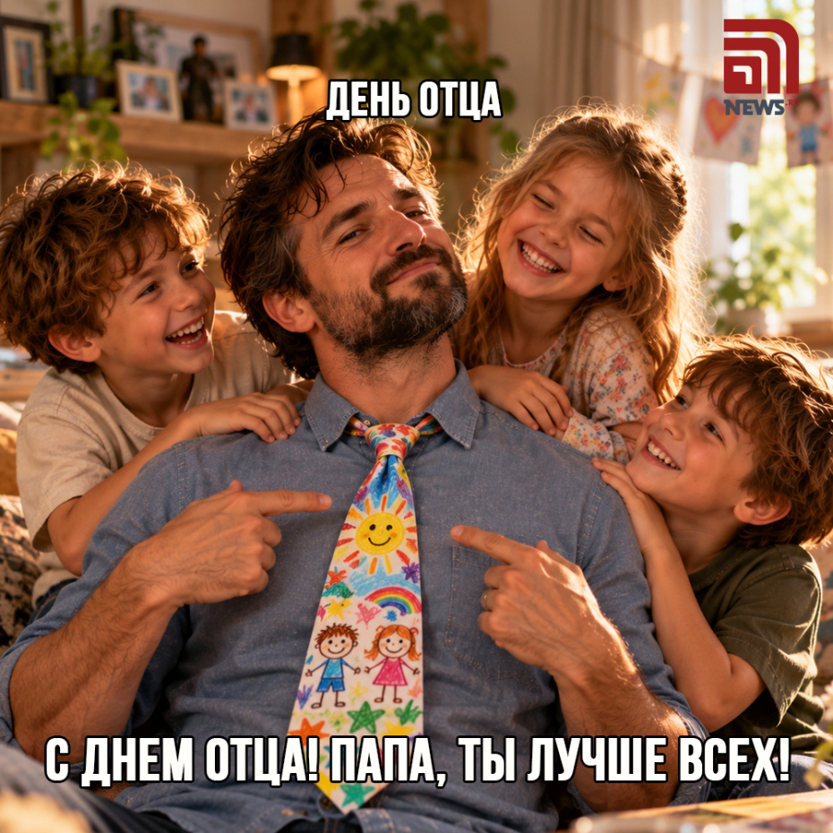 Семейная открытка с Днем отца