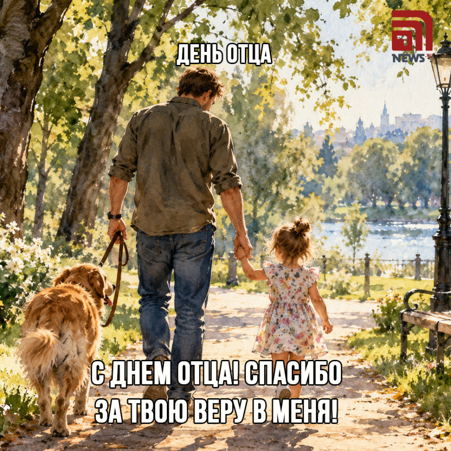 Семейная открытка на День отца