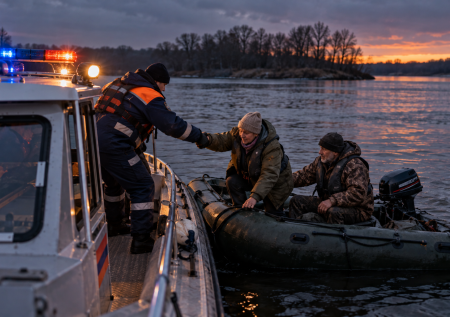 Рязанцы попали в водную ловушку посреди Оки из-за поломки лодки