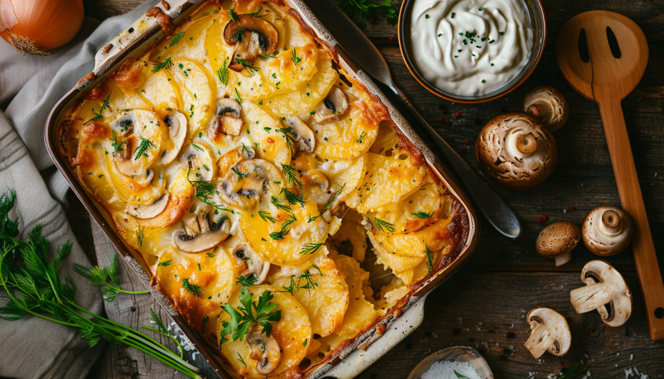 Картофельная запеканка с грибами
