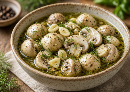 Мариную шампиньоны на Новый год с чесночком и укропом: простой бюджетный рецепт праздничной закуски