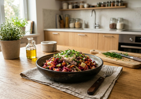 Надоела свекла с майонезом — готовлю салат с мясом, и даже привереды просят добавку