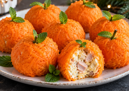 Закусочные шарики «Мандарины» — нужна морковка, яйца и копченая курица: вкус обалденный, съедаются мгновенно