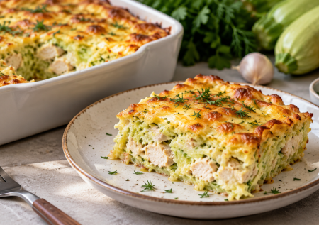 Она для похудения, но ее обожает вся семья — вкусная запеканка из кабачков с курицей