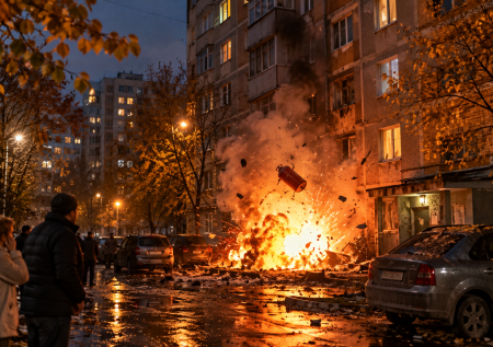 Газовый баллон взорвался после падения из окна жилого дома