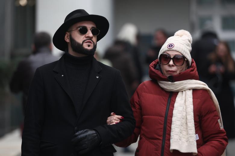 Певица Марина Хлебникова перед началом церемонии прощания с певцом Владимиром Левкиным 