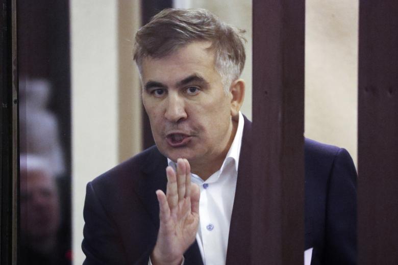 Михаил Саакашвили во время заседания в Тбилисском городском суде по делу о растрате государственных средств, 2021 год