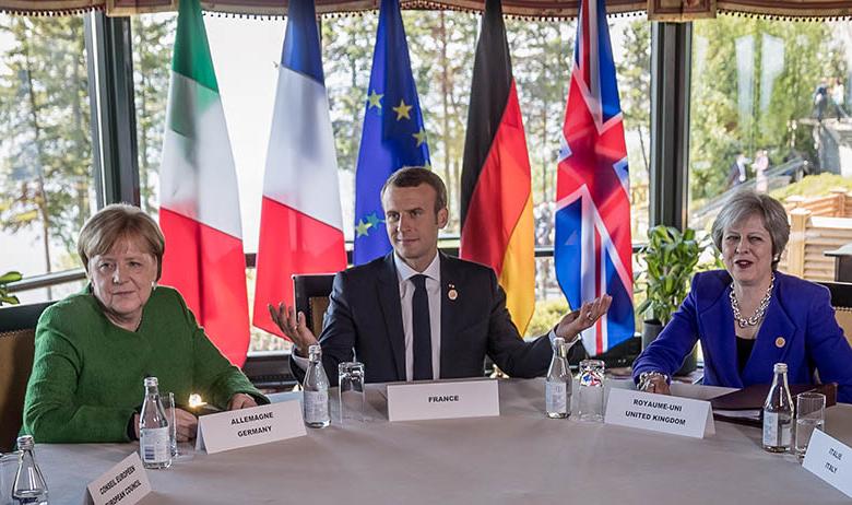 Канцлер Германии Ангела Меркель, президент Франции Эммануэль Макрон, премьер-министр Великобритании Тереза Мэй