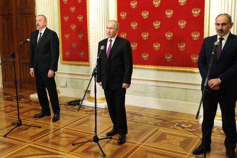 Ильхам Алиев, Владимир Путин и Никол Пашинян