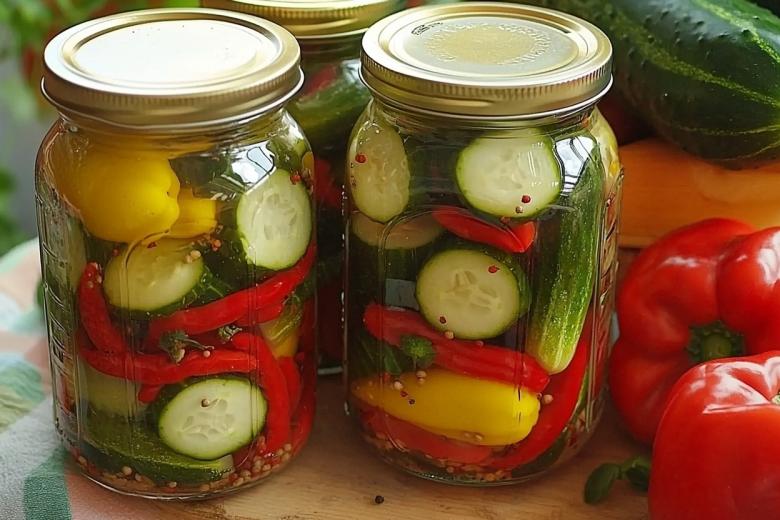 Маринованные огурцы со сладким перцем