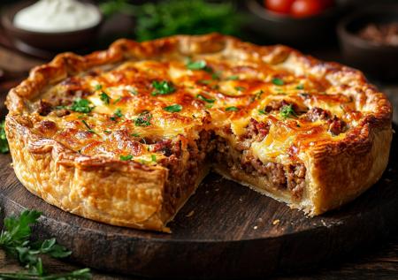 Беру сыр и колбасу: на выходе необычный «пирог-солнце»! Вкуснее пиццы