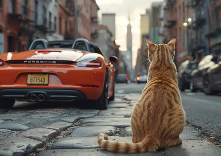 Уличный кот поточил когти о дорогущий Porsche и попал на видео