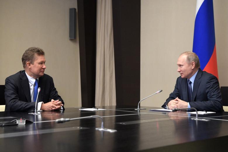 Алексей Миллер и президент России Владимир Путин