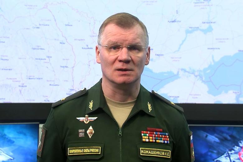 Официальный представитель министерства обороны РФ генерал-майор Игорь Конашенков во время брифинга в Национальном центре управления обороной РФ