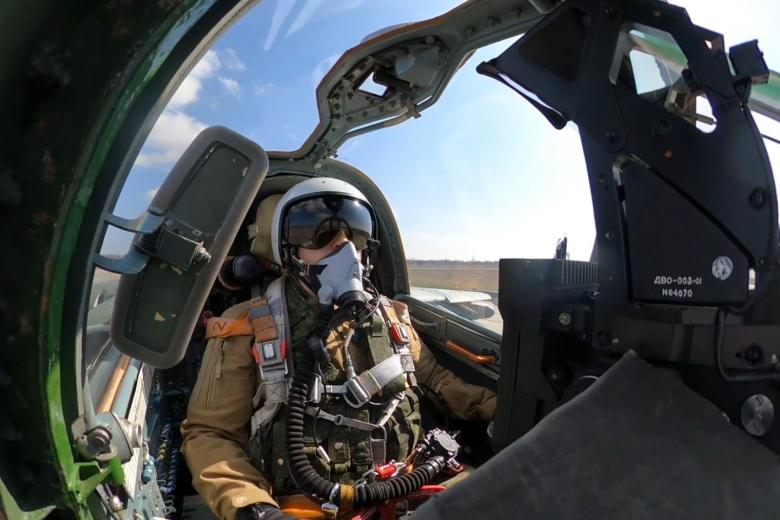 Летчик Су-25 ВКС России во время боевой работы