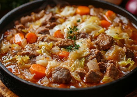 Ароматное рагу с мясом и капустой! Готовим шедевр из простых продуктов