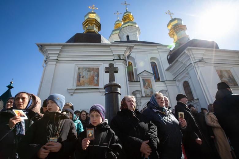 Акция протеста на территории Киево-Печерской лавры