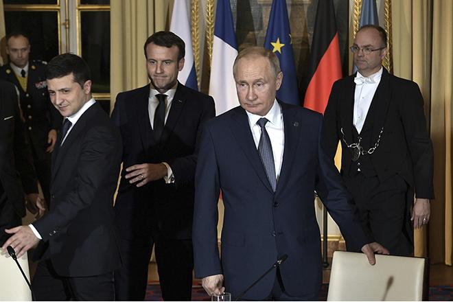 Владимир Зеленский, Эммануэль Макрон, Владимир Путин