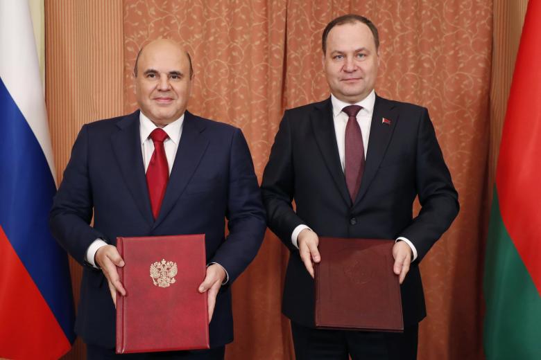Премьер-министр РФ Михаил Мишустин и премьер-министр Белоруссии Роман Головченко