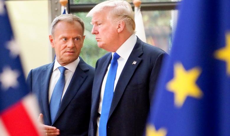 Председатель ЕС Дональд Туск и президент США Дональд Трамп