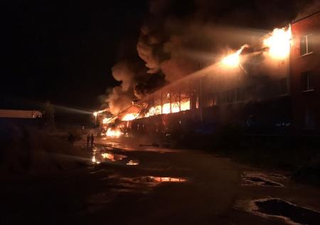 Крупный пожар произошёл в ангаре в подмосковной Черноголовке