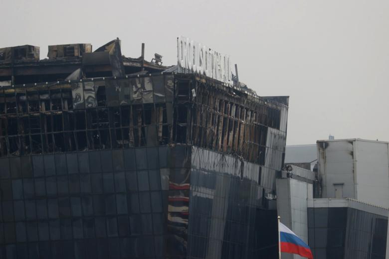 Выгоревшее здание «Крокус Сити Холла»