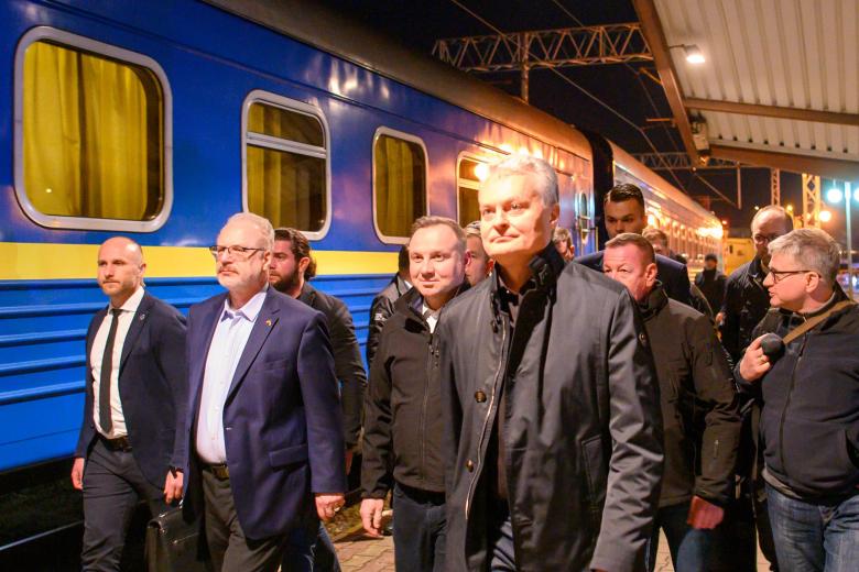 Президент Латвии Эгилс Левитс, президент Польши Анджей Дуда и президент Литвы Гитанас Науседа
