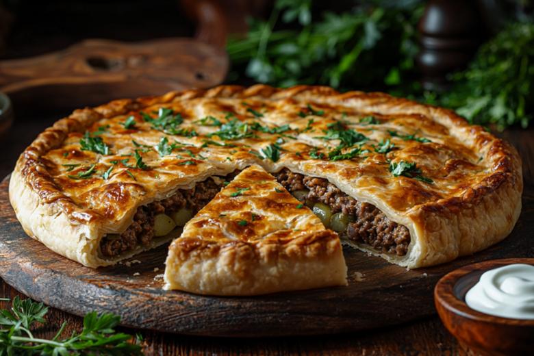 Готовим сытный татарский пирог кубете с мясом и картошкой