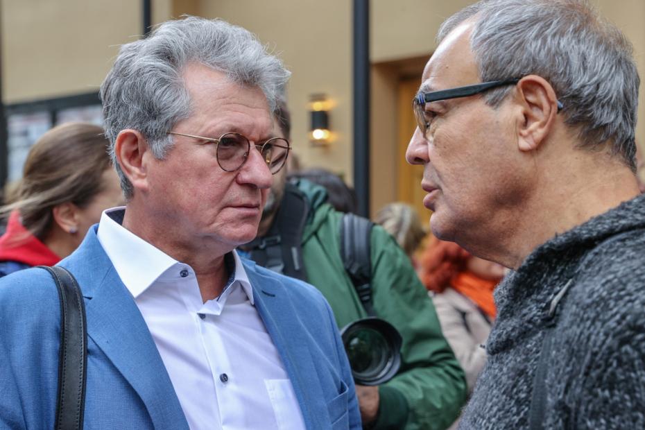 Актёр Андрей Ильин на торжественном открытии памятника вахтанговским корифеям