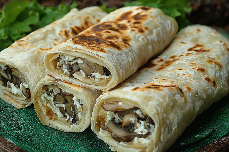 Закуска из лаваша с грибами