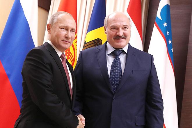 Президенты РФ и Белоруссии Владимир Путин и Александр Лукашенко